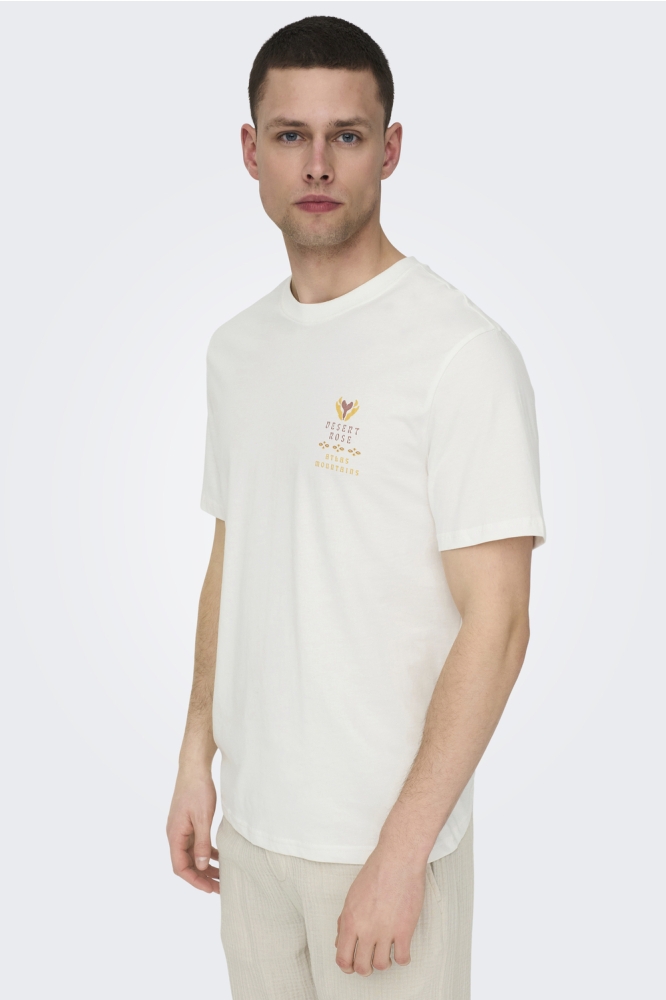 ONSMANUEL LIFE REG SS DESERT TEE CS 22035647 CLOUD DANCER/DESERT ROS